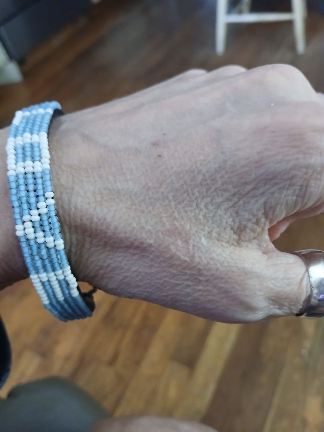 Customer photo review of LOVE Bracelet - Blue/White