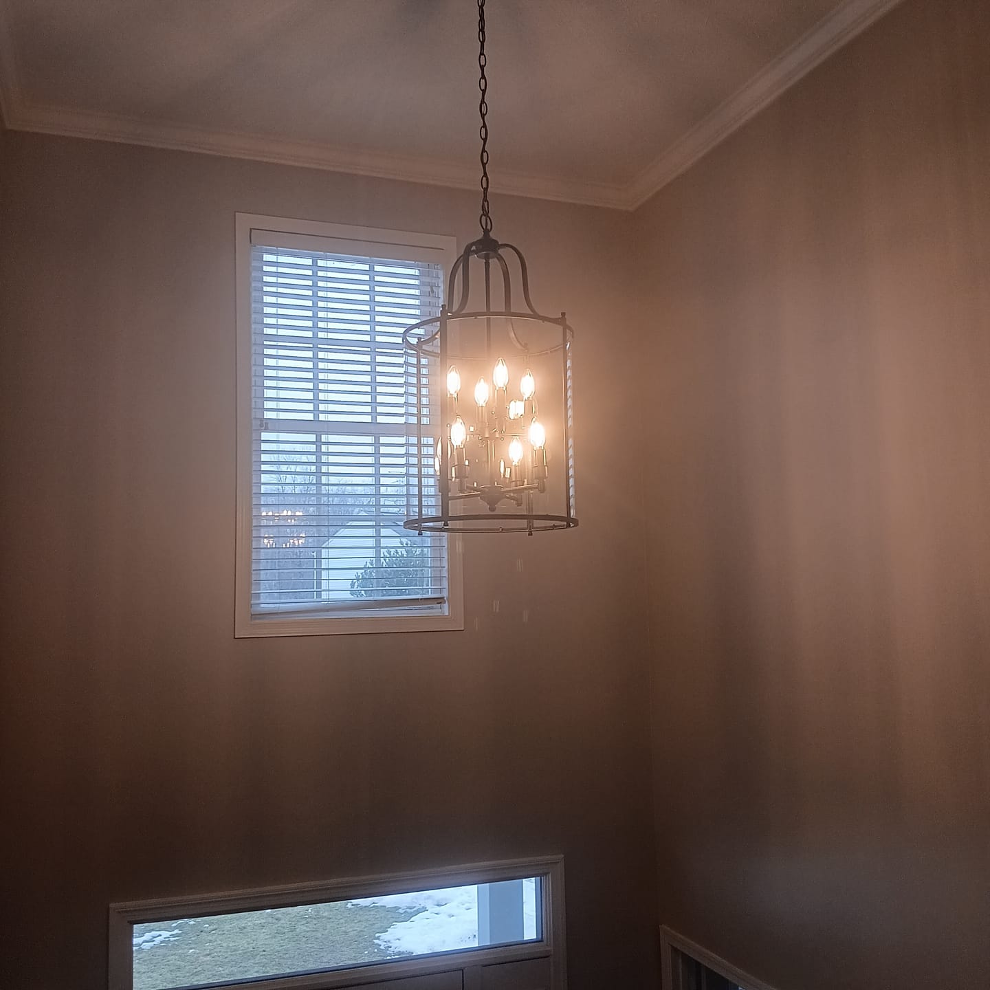 Customer photo review of Farmhouse Wide Clear Glass Cylinder Cage Pendant