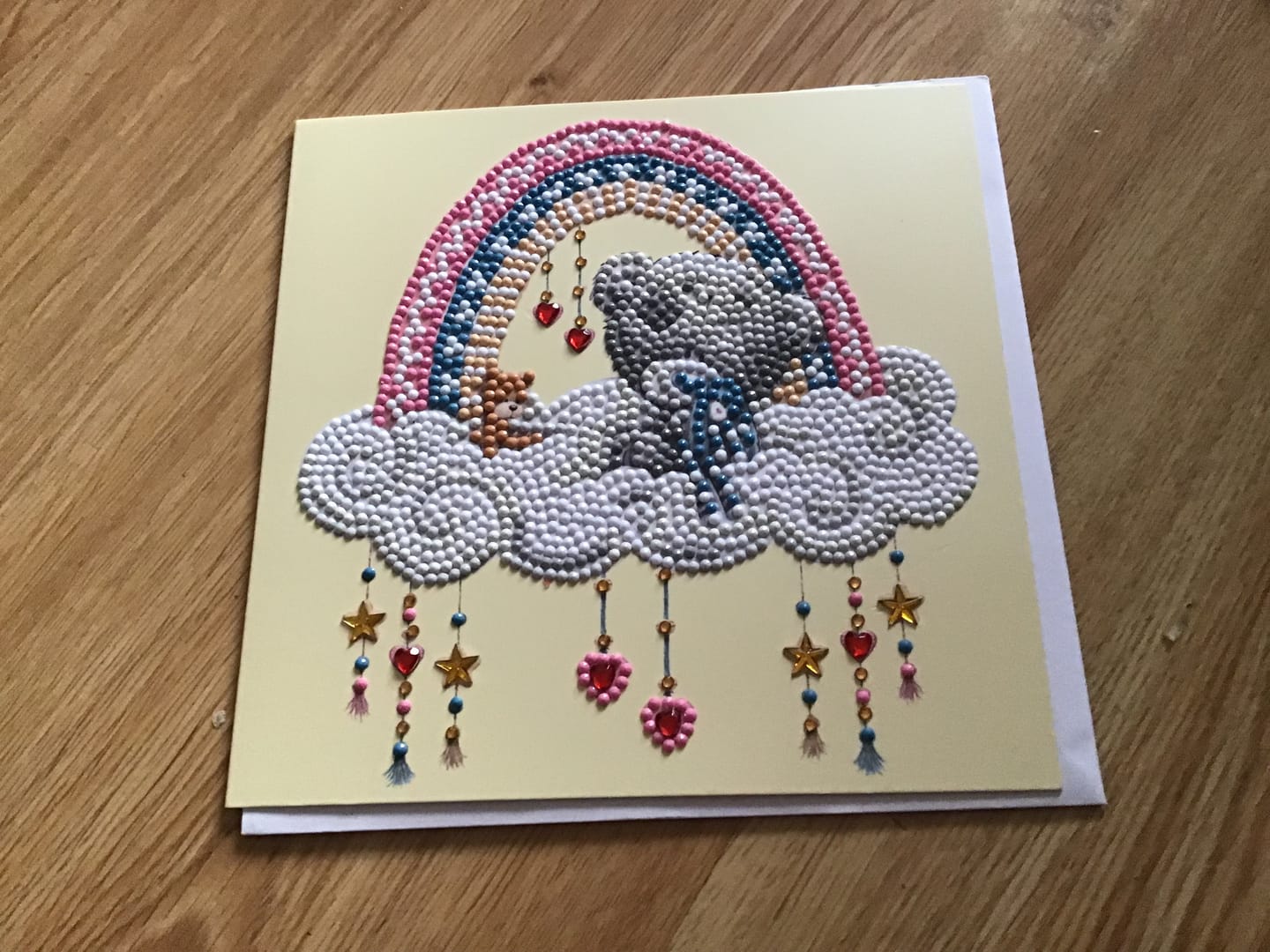 Customer photo review of "New Baby" Tiny Tatty Teddy Crystal Art Card - 18x18cm