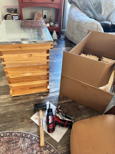Customer photo review of MayBee Hives 8 Frame 2 Layer Cedar Wood Langstroth Beehive Include 1 Deep Brood Box,1 Honey Super Bee Box.Complete Beehive Kit For Beekeeper(NO LOGO)