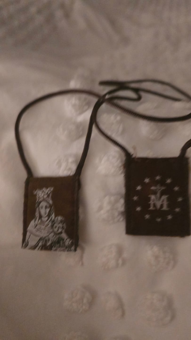 Customer photo review of OLMC Crown of Stars | Our Lady of Mt. Carmel Premium Brown Scapular