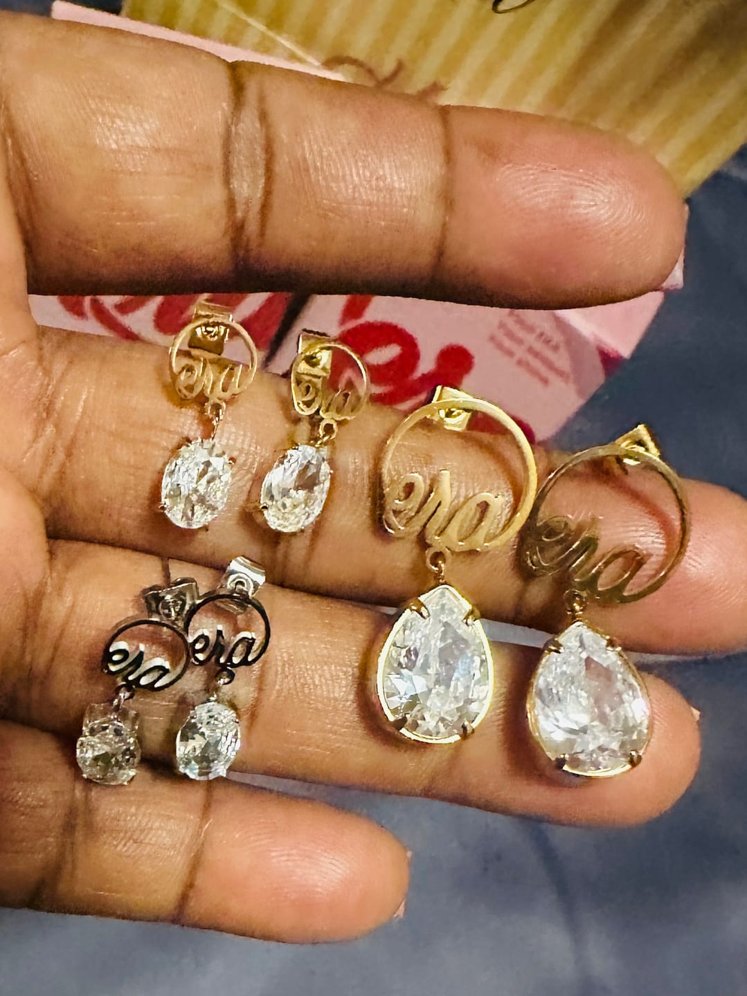 Customer photo review of Mini Era Logo Drop Studs