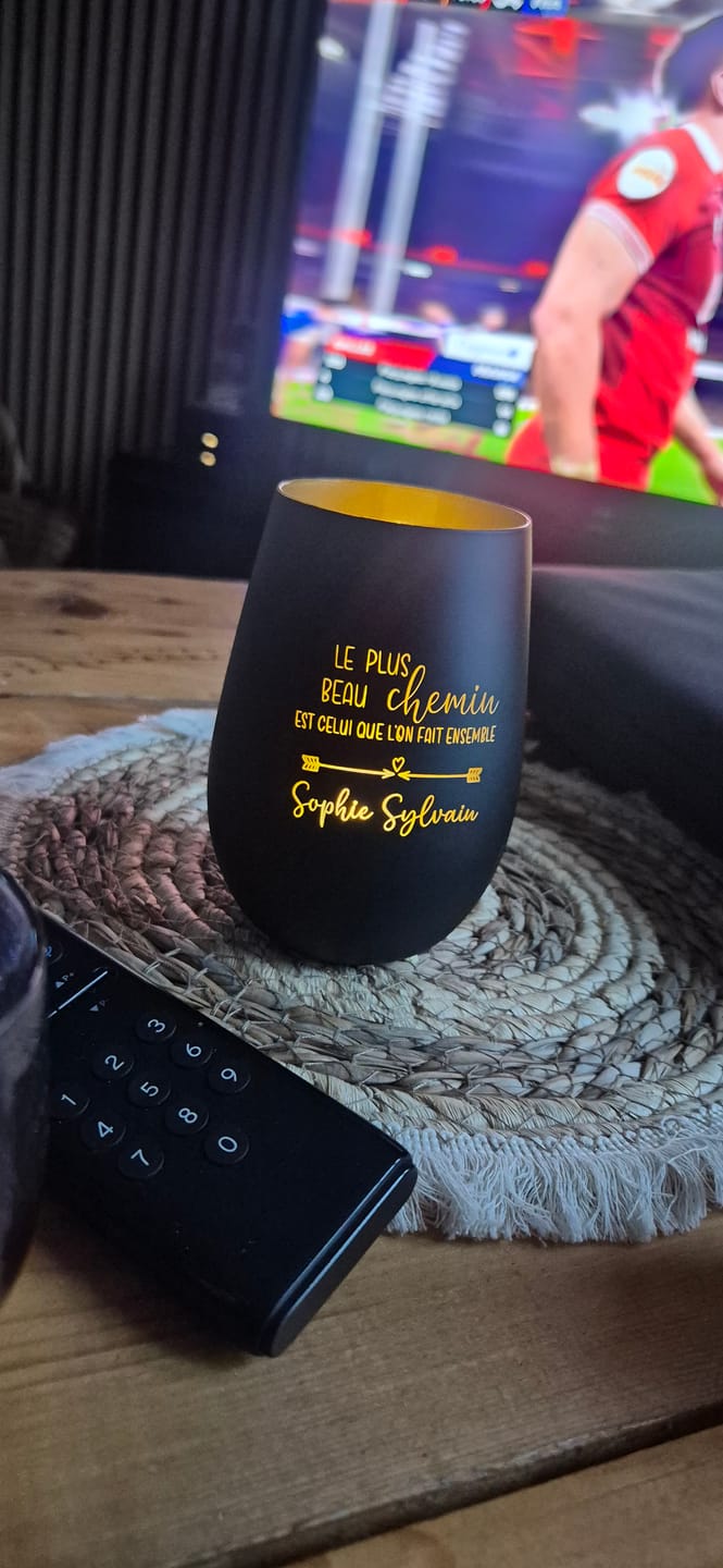 Customer photo review of Chemin commun - Photophore personnalisé pour les couples