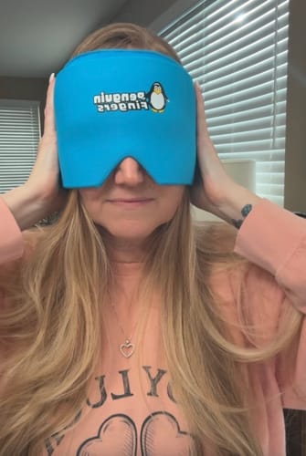 Customer photo review of Pengiun Fingers Cold Migraine Therapy Weighted Head Cap