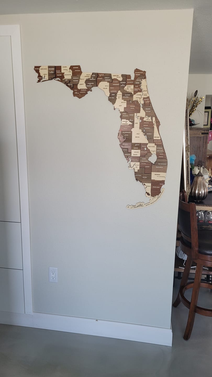 Customer photo review of 3D Wooden Florida Map, A Perfect Housewarming Gift for Floridians