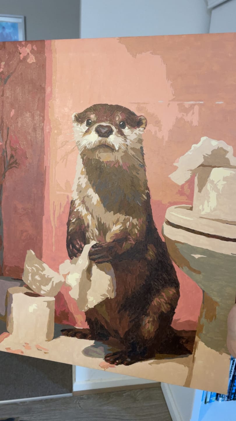 Customer photo review of Otter in the toilet | Paint by Number