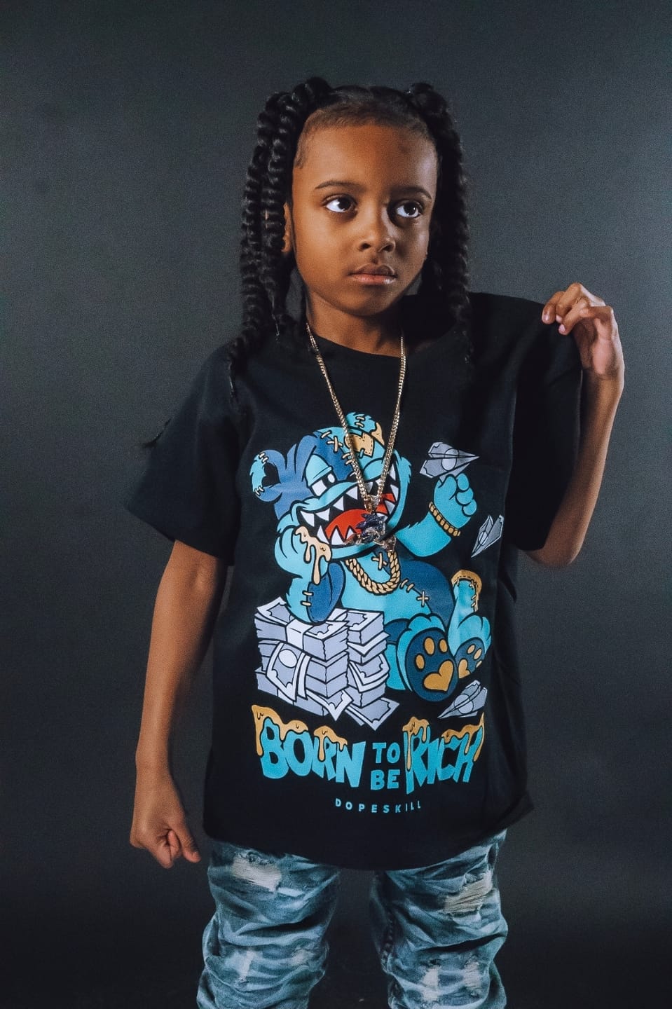 Customer photo review of Gamma 11s DopeSkill T-Shirt Born To Be Rich Graphic