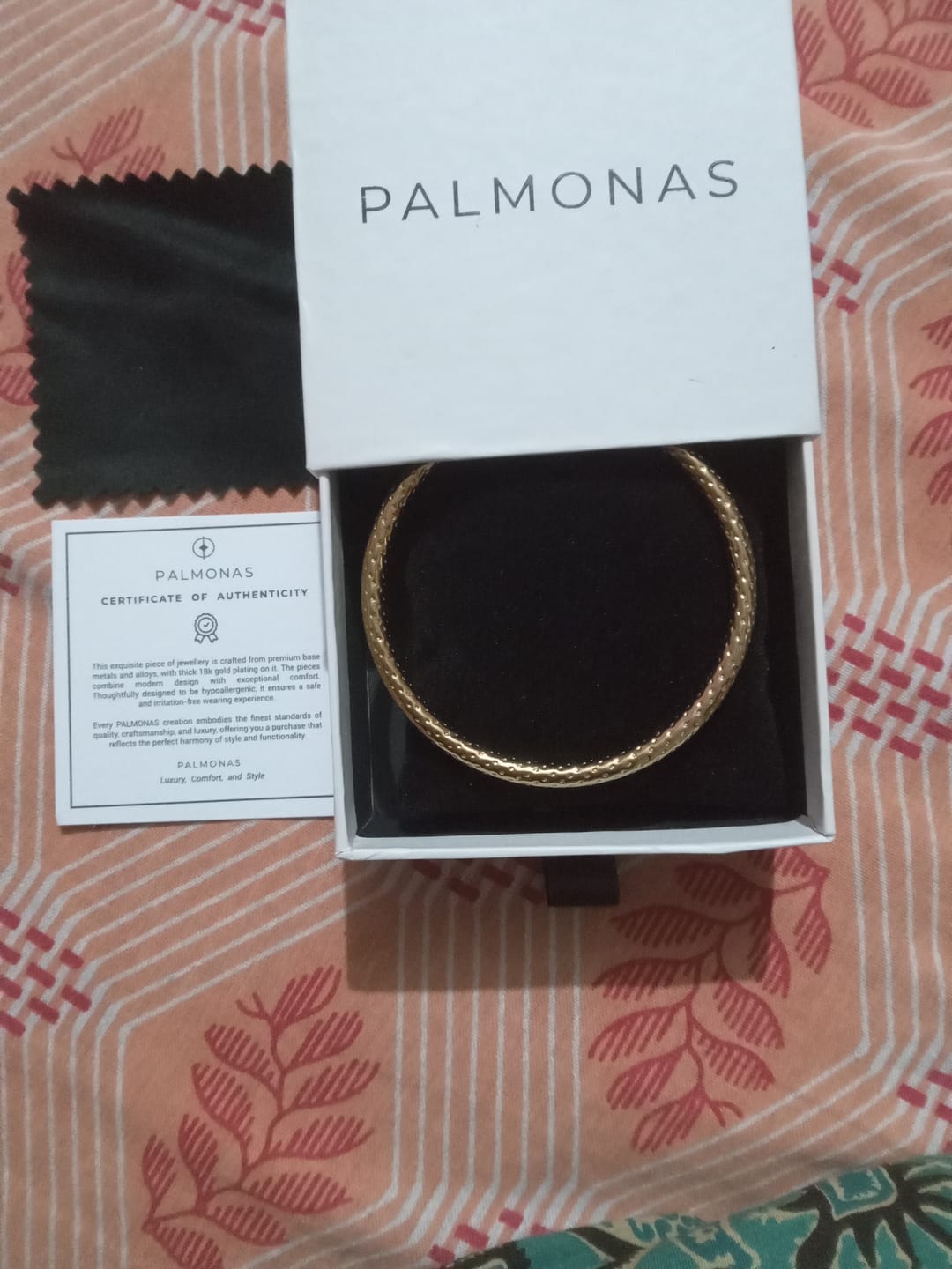 Customer photo review of Engraved Dots Bangle Bracelet