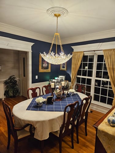 Customer photo review of French Luxe Brass Bloom Crystal Floral Basket Chandelier