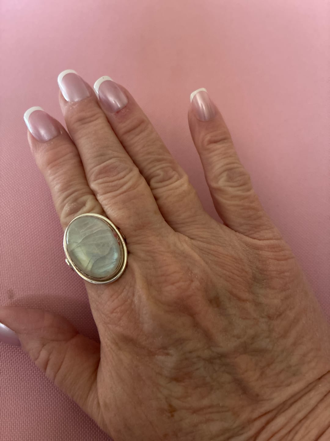 Customer photo review of Sterling Silver Rainbow Moonstone Ring