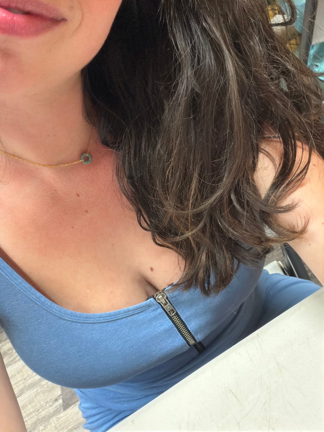 Customer photo review of Gold Jade Donut Double Chain Necklace