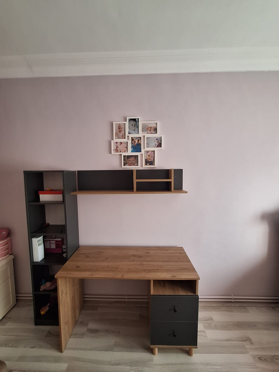 Customer photo review of Rani HA115 Çekmeceli Kitaplıklı Çalışma Ofis Bilgisayar Masası Sepet Ceviz - Antrasit