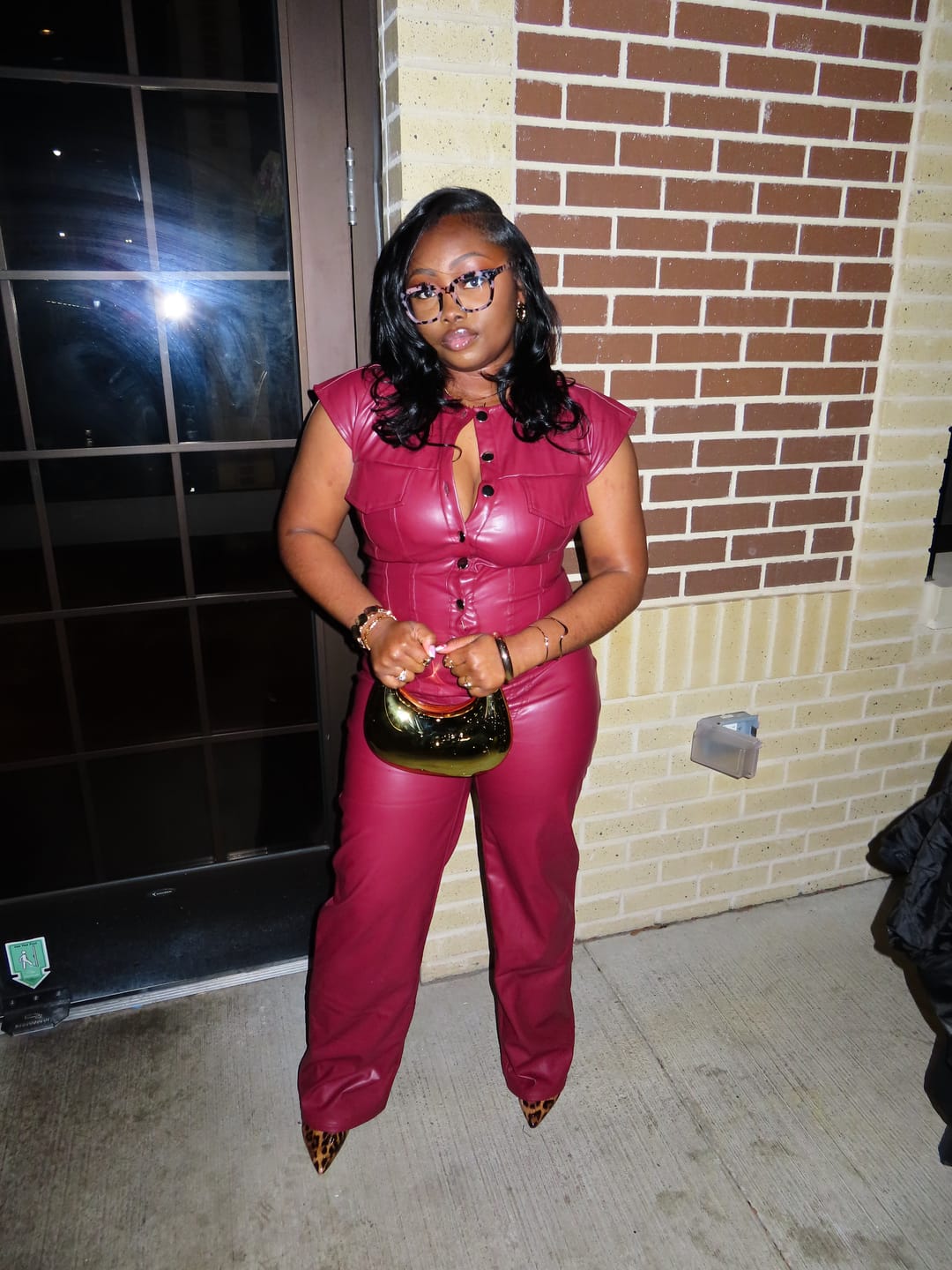 Customer photo review of Kaiya PU Button Down Jumpsuit