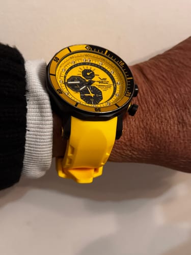 Customer photo review of LUNOKHOD YELLOW SILICONE STRAP - BLACK BUCKLE