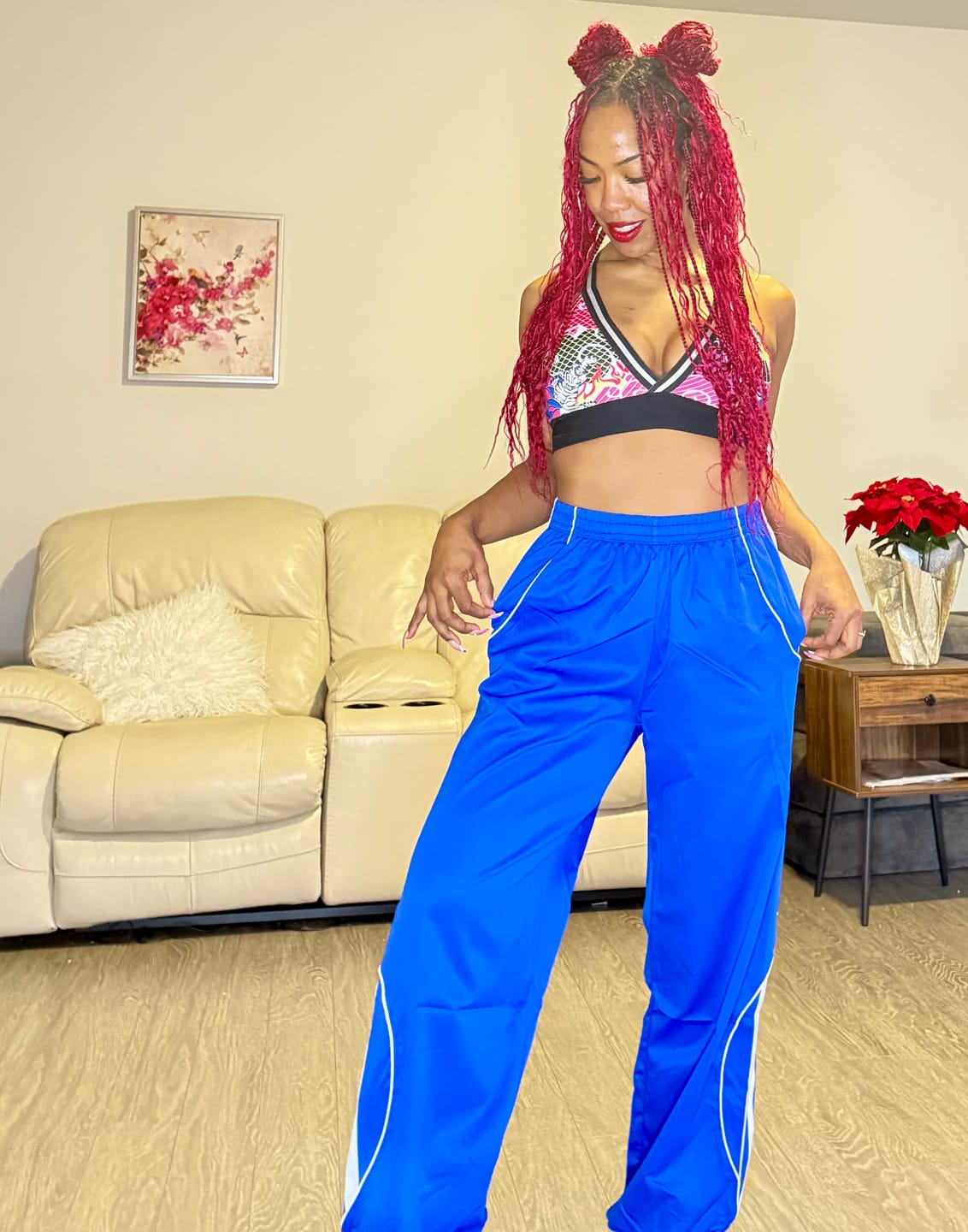Customer photo review of Eastern Flavor Curvy Track Pants