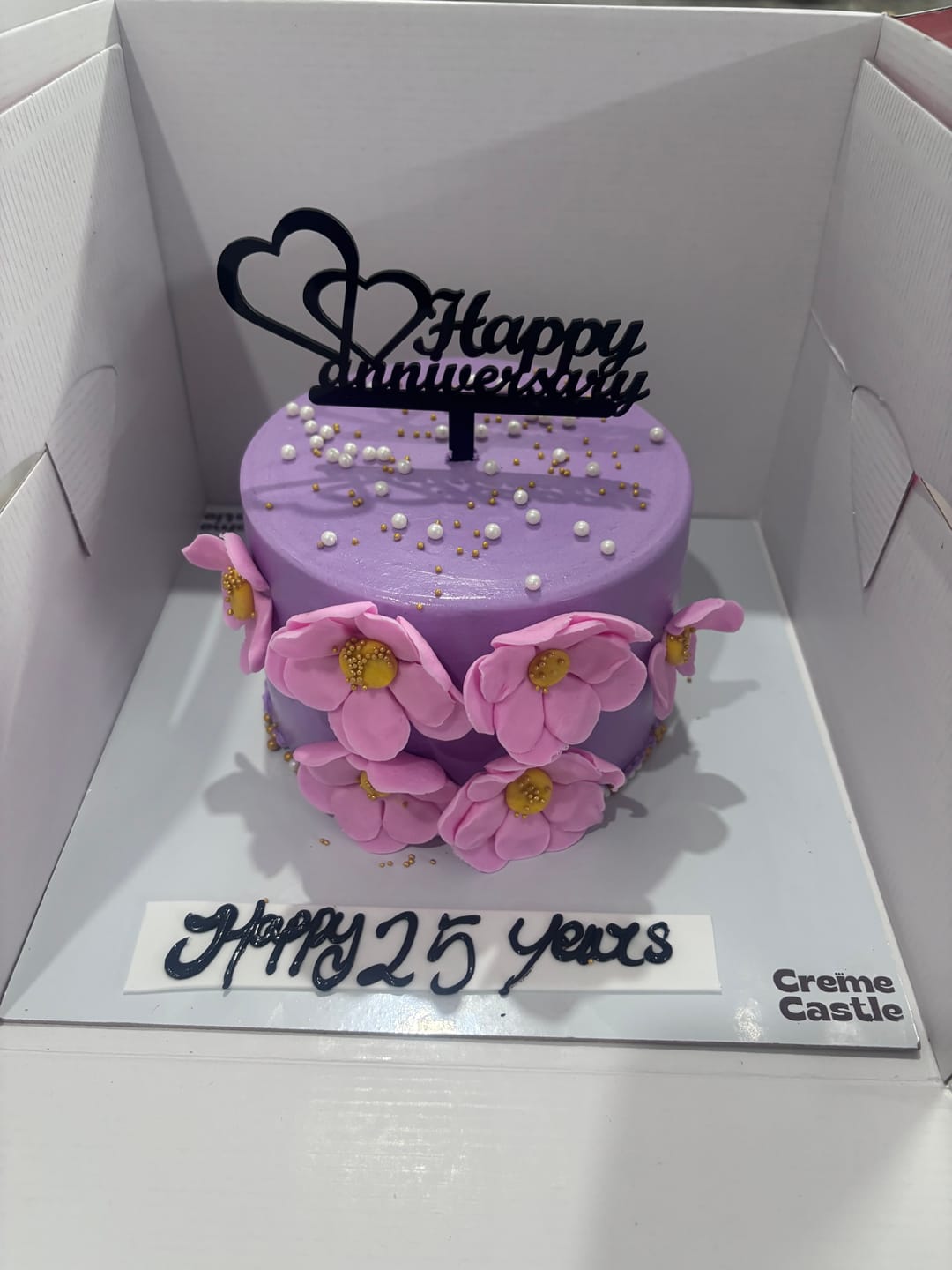 Customer photo review of Floral Purple Anniversary Cake