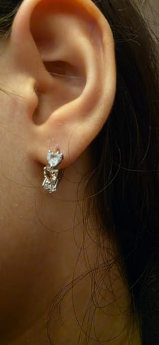 Customer photo review of Orecchini Cerchio Tre Cuori Rosa