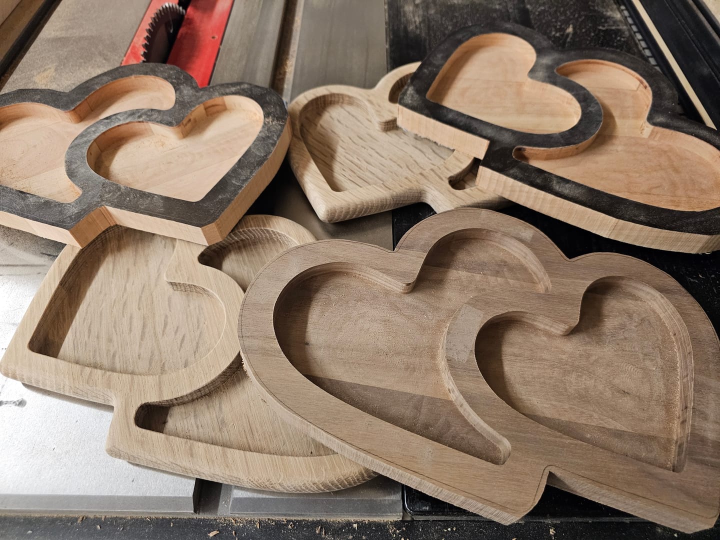 Customer photo review of 10.4x8.2" Nested Double Heart Tray 08 Acrylic Router Template