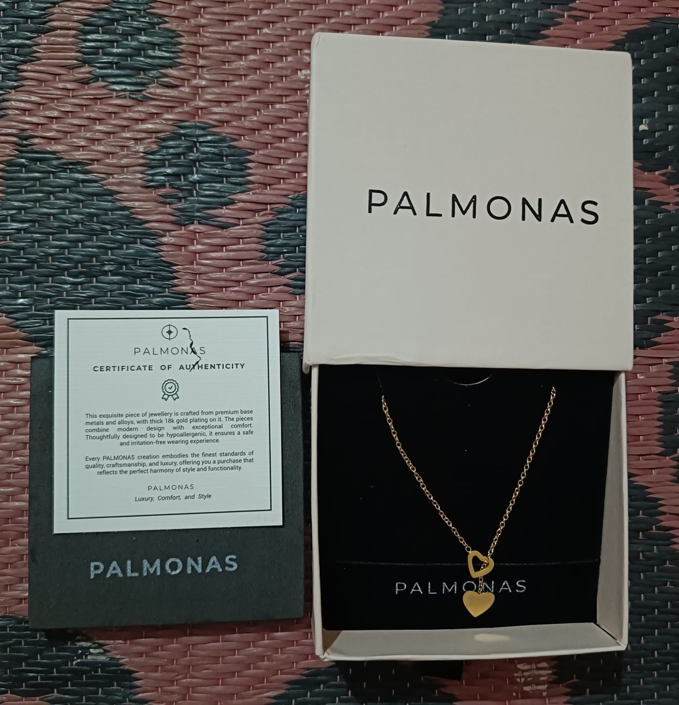 Customer photo review of Two Heart Gold Lariat Necklace