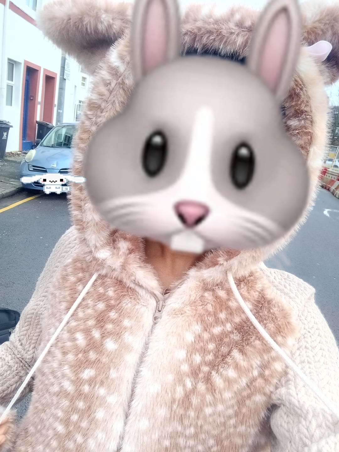 Customer photo review of [Rose Island] Fairy Spirit Deer In Flower Field Faux Fur Hoodie with Zipper
