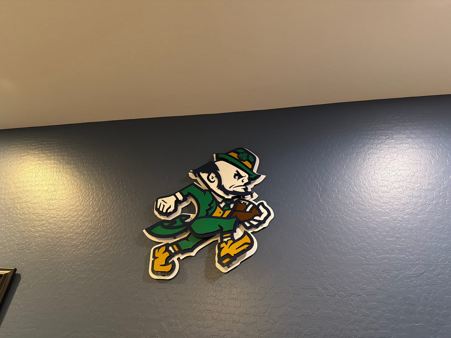 Customer photo review of Notre Dame Fighting Irish Football Leprechaun 3D Vintage Metal Wall Art
