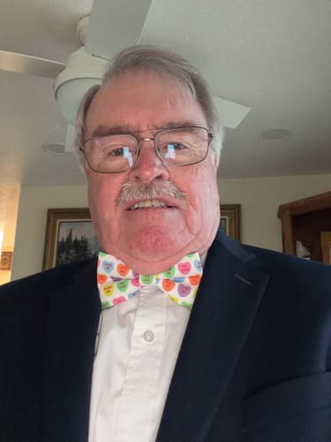 Customer photo review of Conversation Hearts Bow Tie- for Valentine’s Day