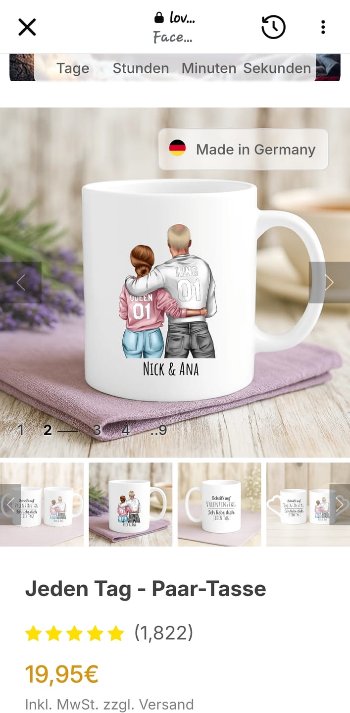 Customer photo review of Jeden Tag - Paar-Tasse