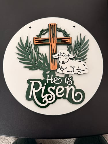 Customer photo review of Multilayer He is Risen wall panel laser cut svg file