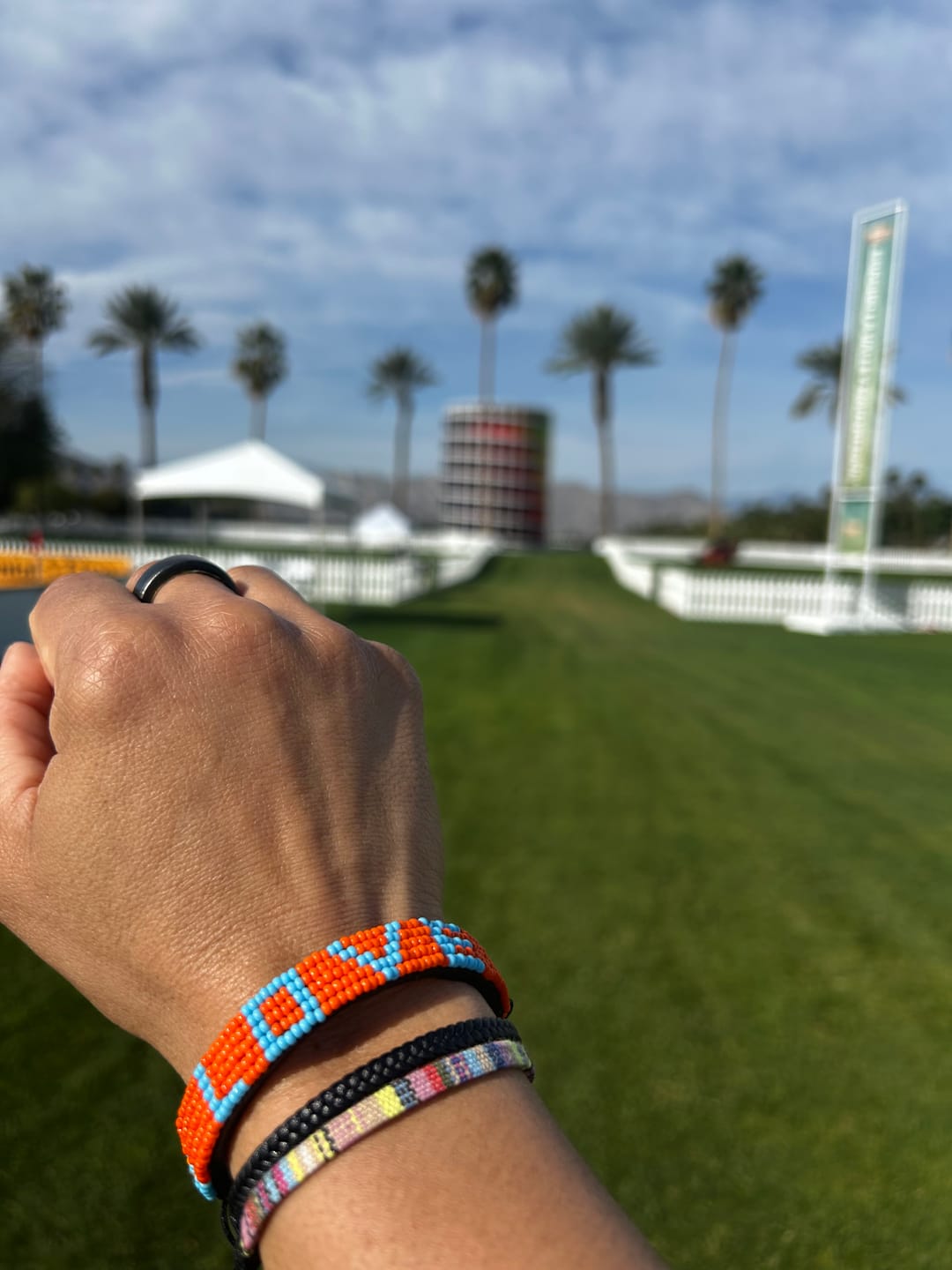 Customer photo review of LOVE Bracelet - Orange/Light Blue
