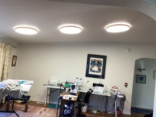 Customer photo review of Scandinavian Wooden Round Dimmable LED Flush Mount