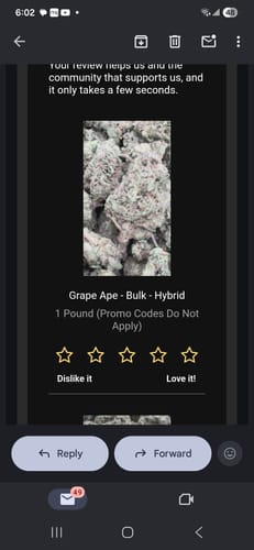 Customer photo review of Grape Ape - Bulk - Hybrid