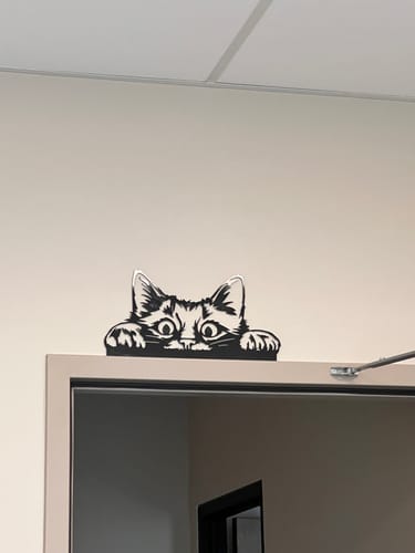 Customer photo review of Peeking Cat - Metal Wall Art