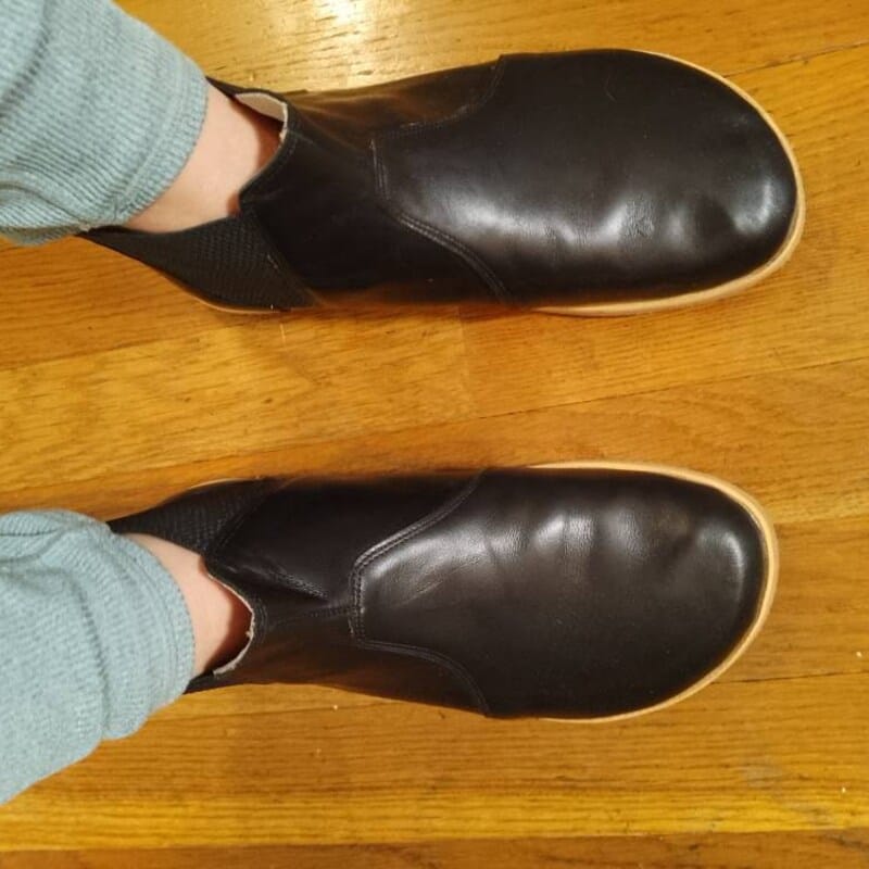 Customer photo review of Zero Drop Barefoot Sneakers – Handcrafted Leather Shoes With Wide Toe Box & Flexible Sole
