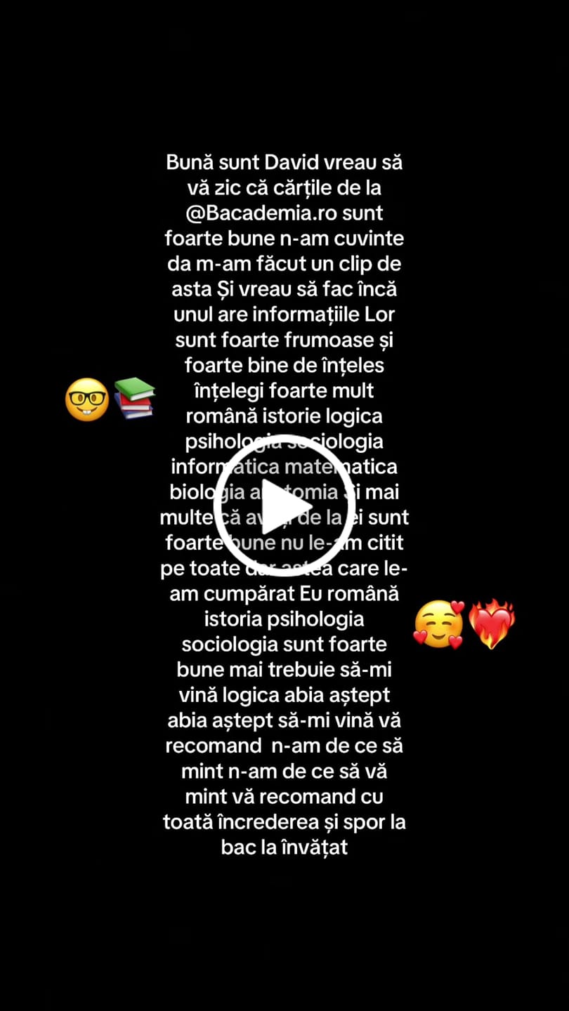 Customer video review of Pachet Bacalaureat (Română + Istorie + Psihologie) Bacademia