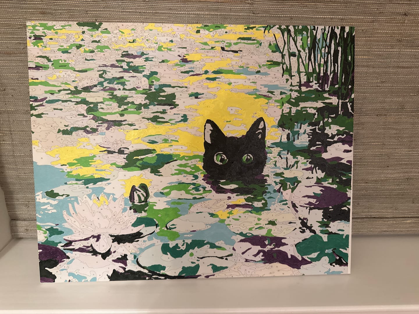 Customer photo review of A Water lilies cat | Paint by Number