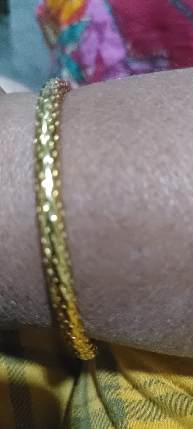 Customer photo review of Engraved Dots Bangle Bracelet