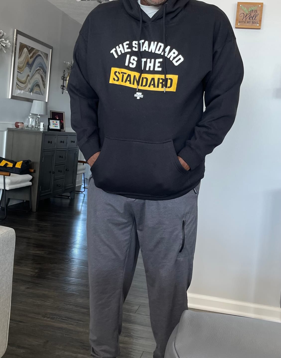 Customer photo review of PRE-SALE Coach T "The Standard" Hooded Sweatshirt - Unisex