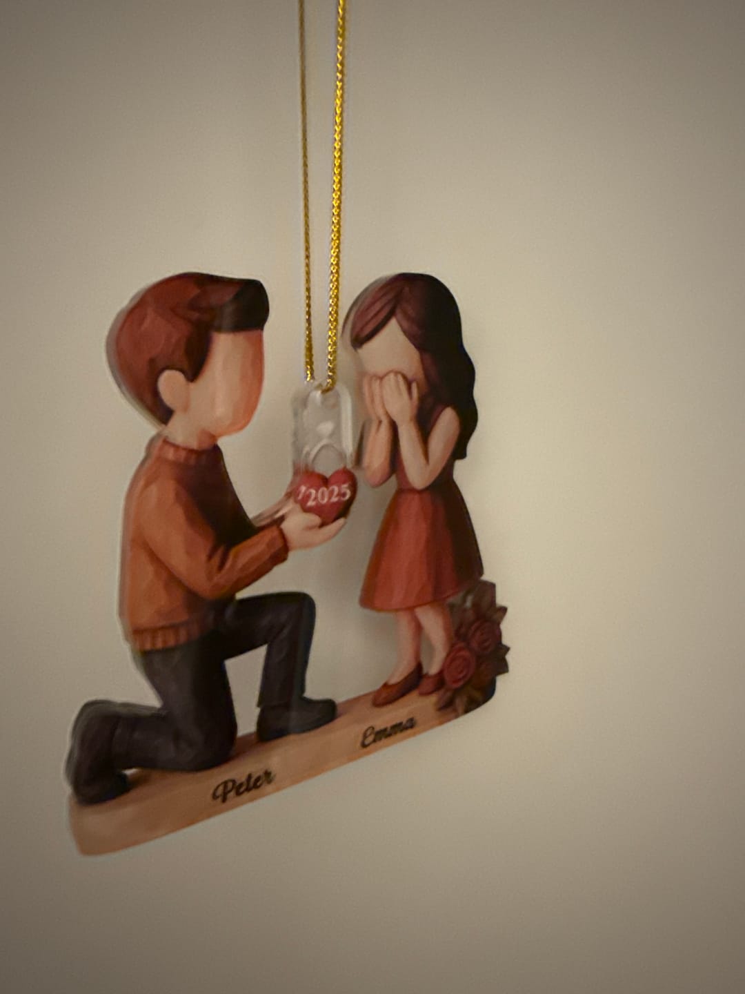 Customer photo review of Couple Marriage Proposal - Personalized Acrylic Ornament - Newly Engaged Gift, "She Said Yes!" Ornament, Just Engaged Gifts for Couples