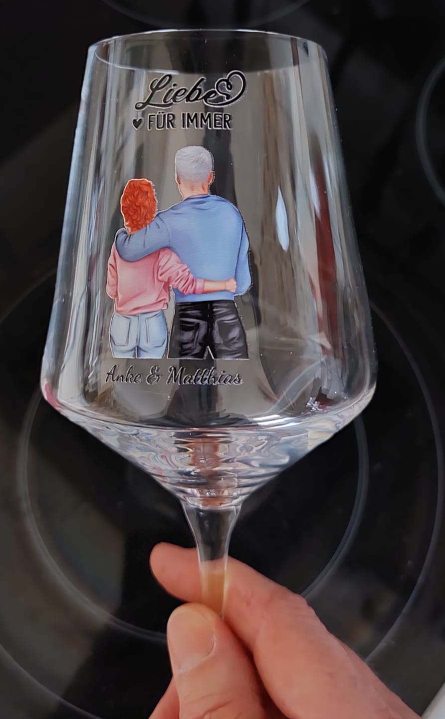 Customer photo review of Jeden Tag - Personalisiertes Weinglas für Paare zum Valentinstag
