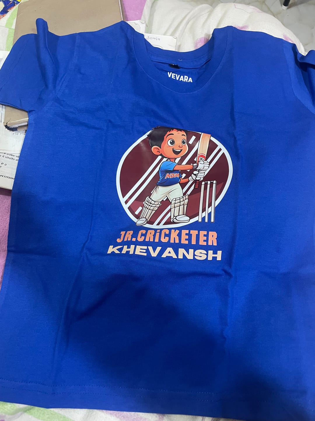 Customer photo review of Jr.Cricketer Custom Kids Tee