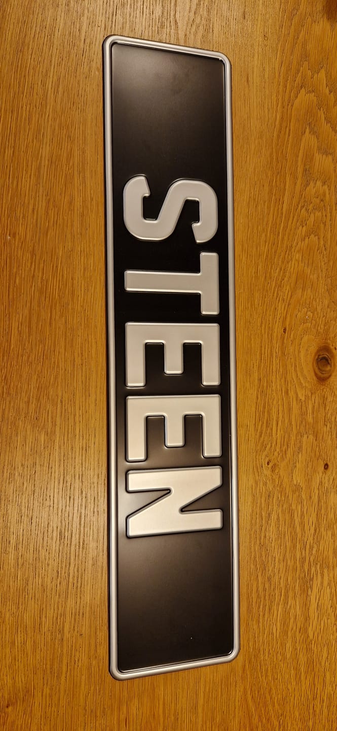 Customer photo review of Classic Oblong Metal Pressed Number Plate - 520mm x 111mm