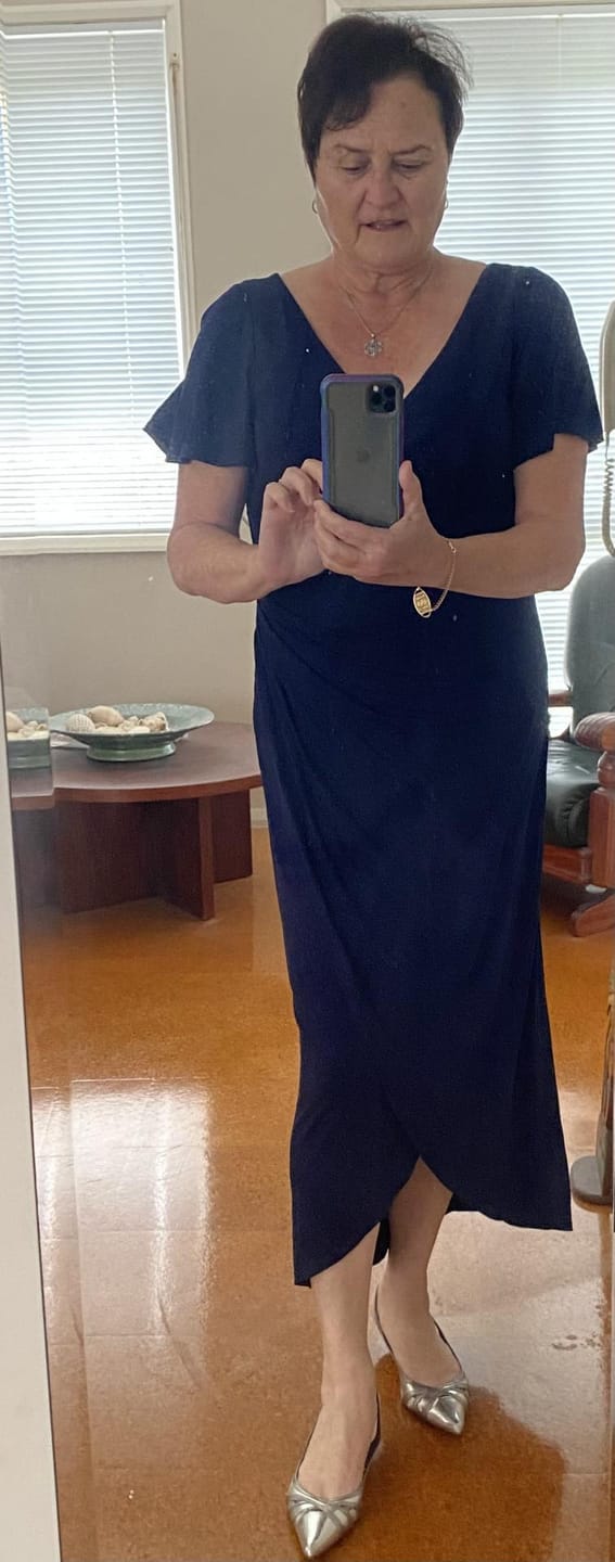Customer photo review of Honey Midnight Glitter Gown