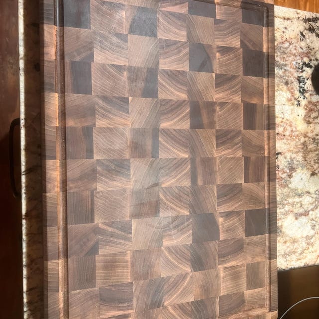 Customer photo review of Personalized Double-sided Walnut  End Grain Cutting Board