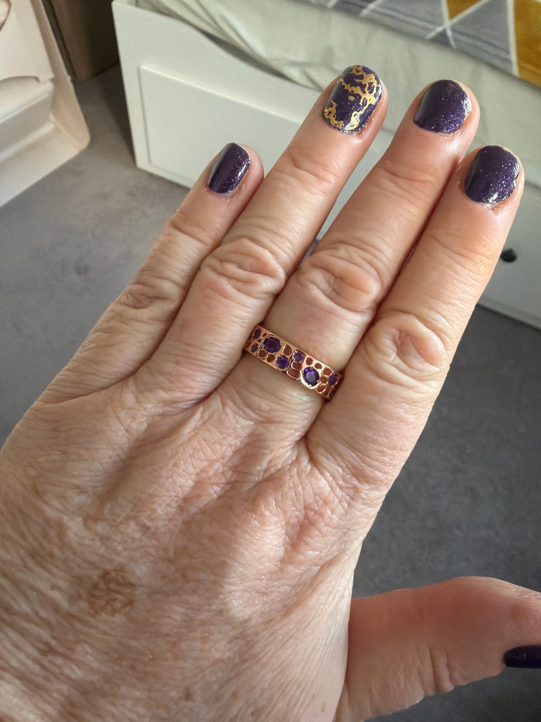 Customer photo review of Amethyst Lattice Band Ring