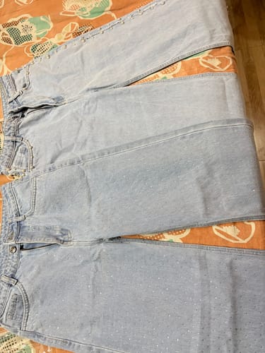 Customer photo review of Disco Dust - Rhinestone Embellished Wide Leg Jeans