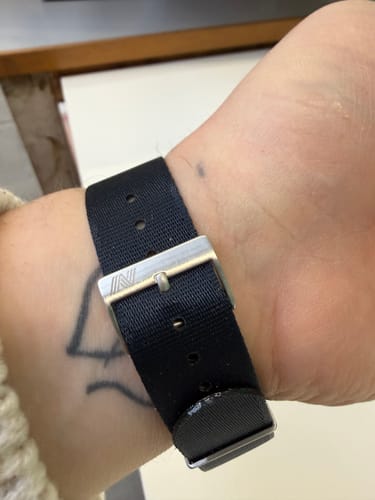 Customer photo review of Navy Blue Nylon Watch Strap