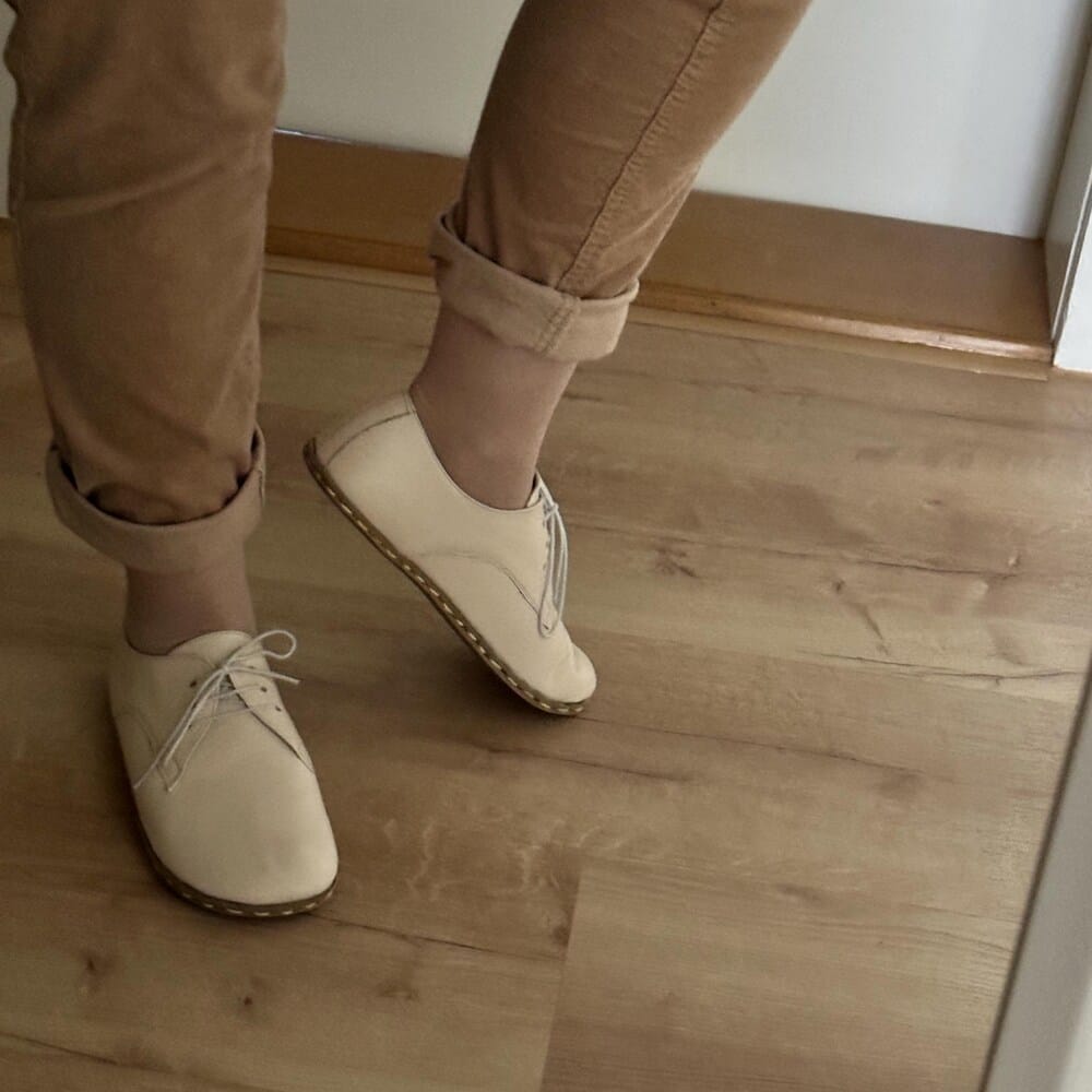 Customer photo review of Zero Drop Barefoot Sneakers – Handcrafted Leather Shoes With Wide Toe Box & Flexible Sole