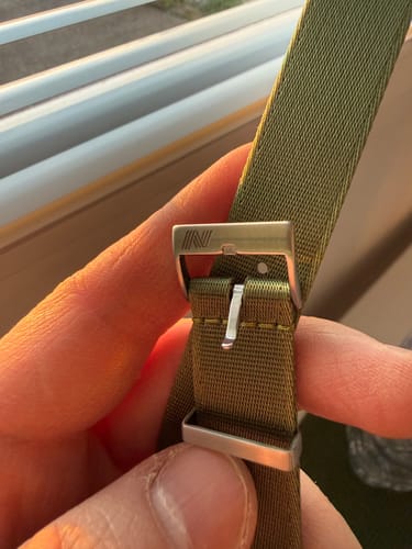 Customer photo review of Olive Green Nylon Watch Strap