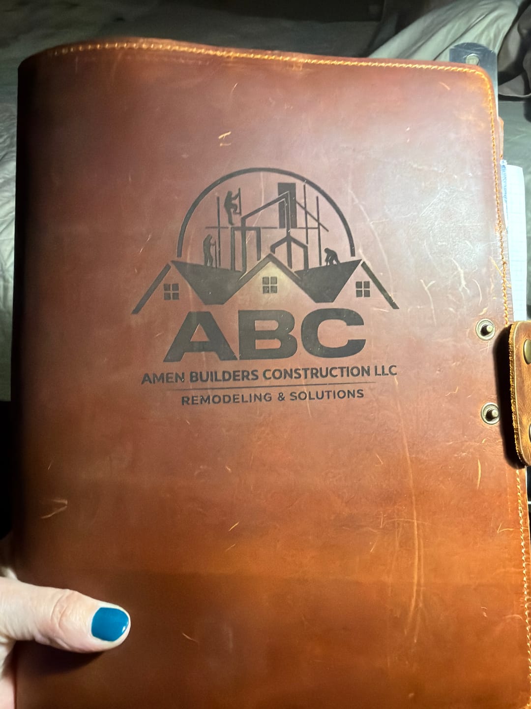 Customer photo review of Personalized Leather Portfolio with Notepad & Planner