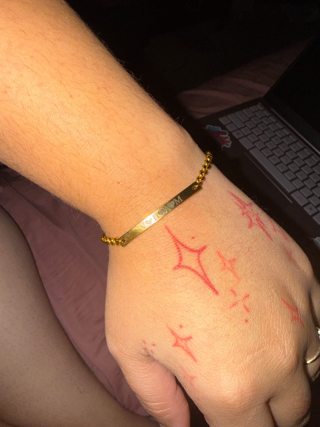 Customer photo review of Engraved Bar Bracelet